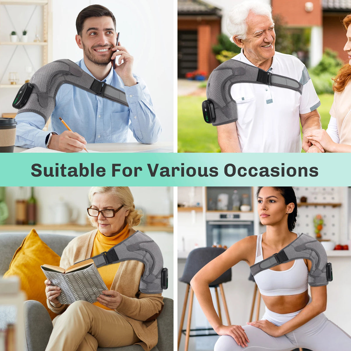Hailicare Adjustable Heated Vibration Shoulder Brace Support