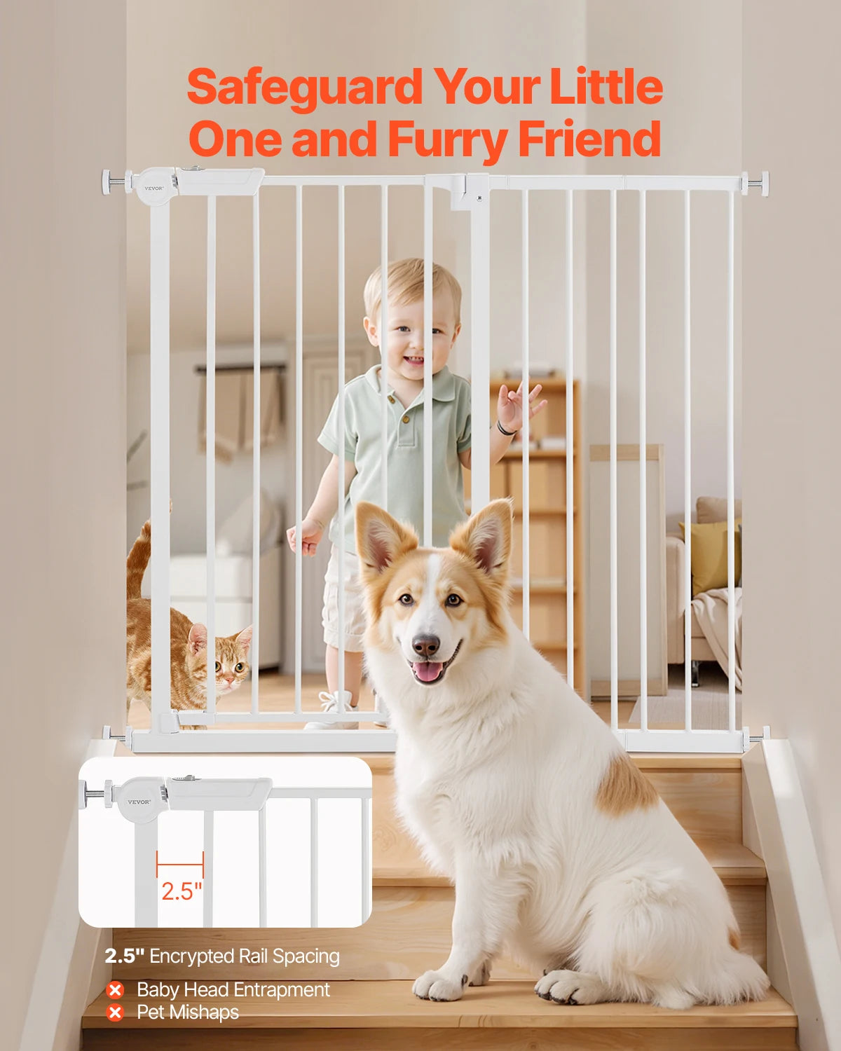 SucceBuy Pressure Mount Baby Pet Safety Gate For Doorways