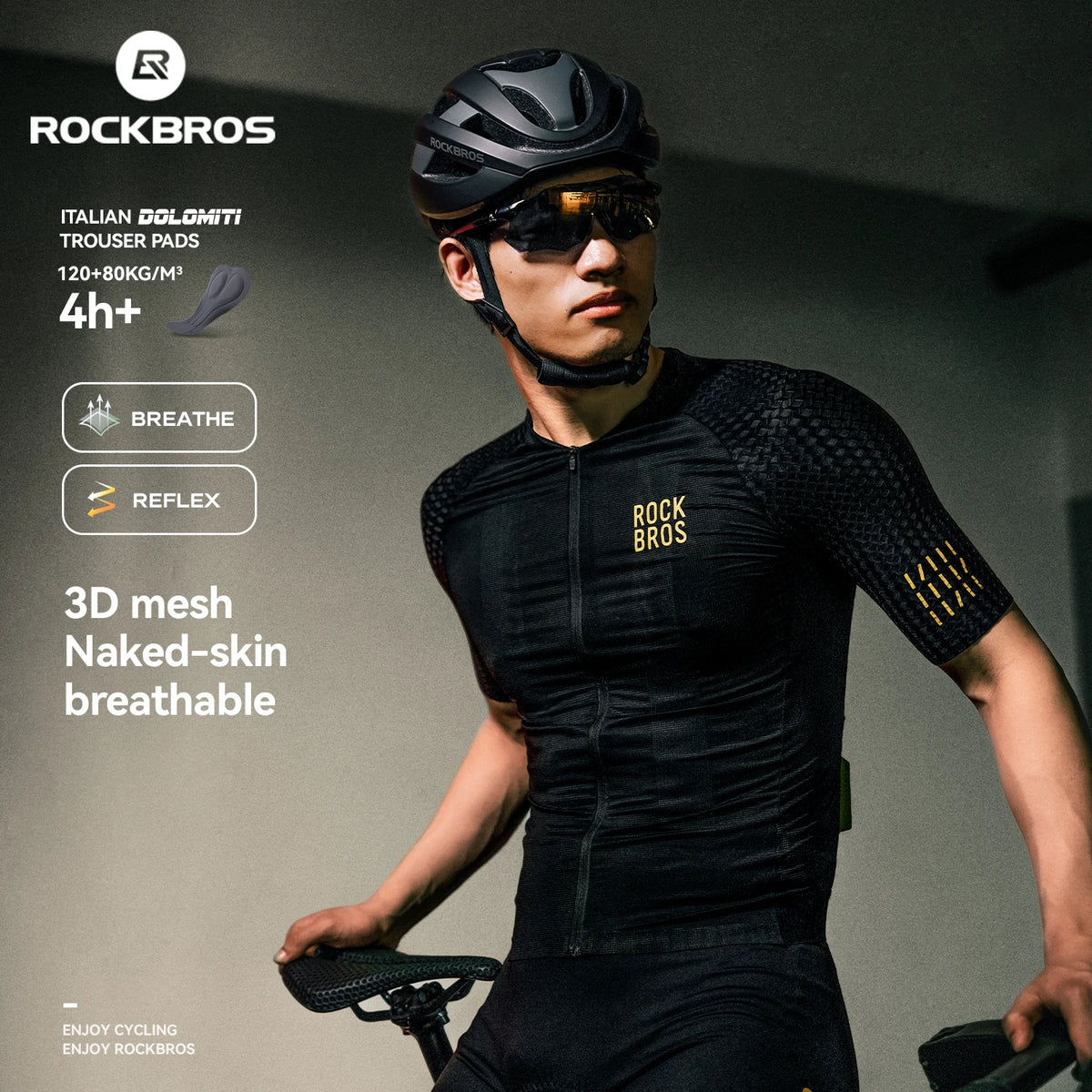 Rockbros Mens Lightweight Quick Dry Breathable Cycling Jersey Top