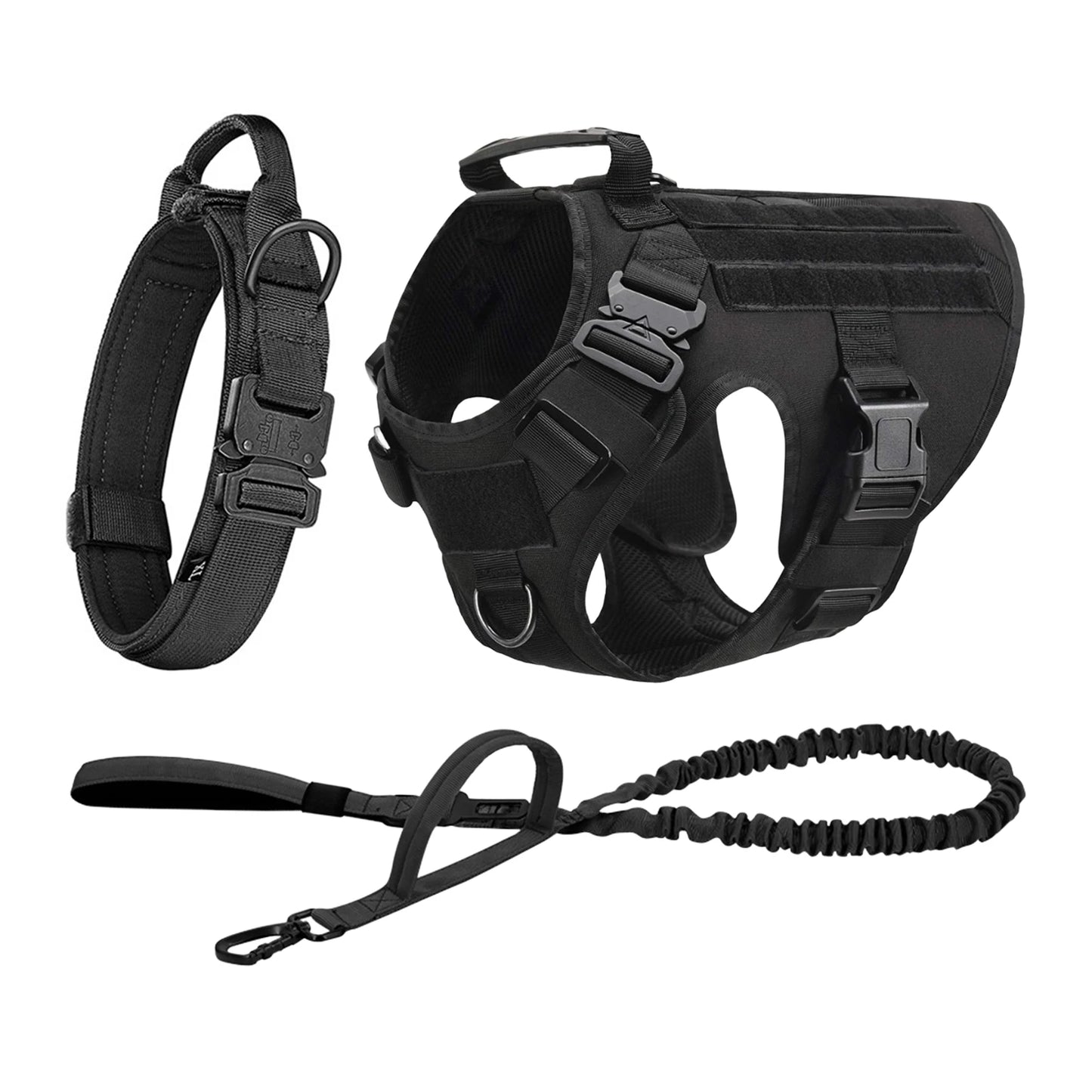 Tactical Padded Dog Harness With Molle Pouches And Quick Buckle