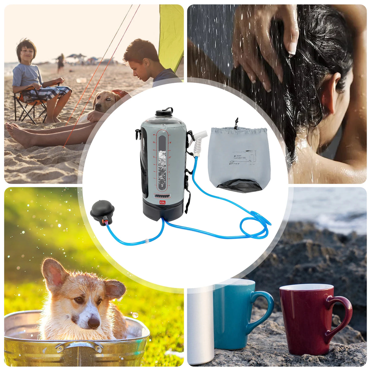 Bymaocar Portable Camping Shower Bag With Solar Heating And Hose