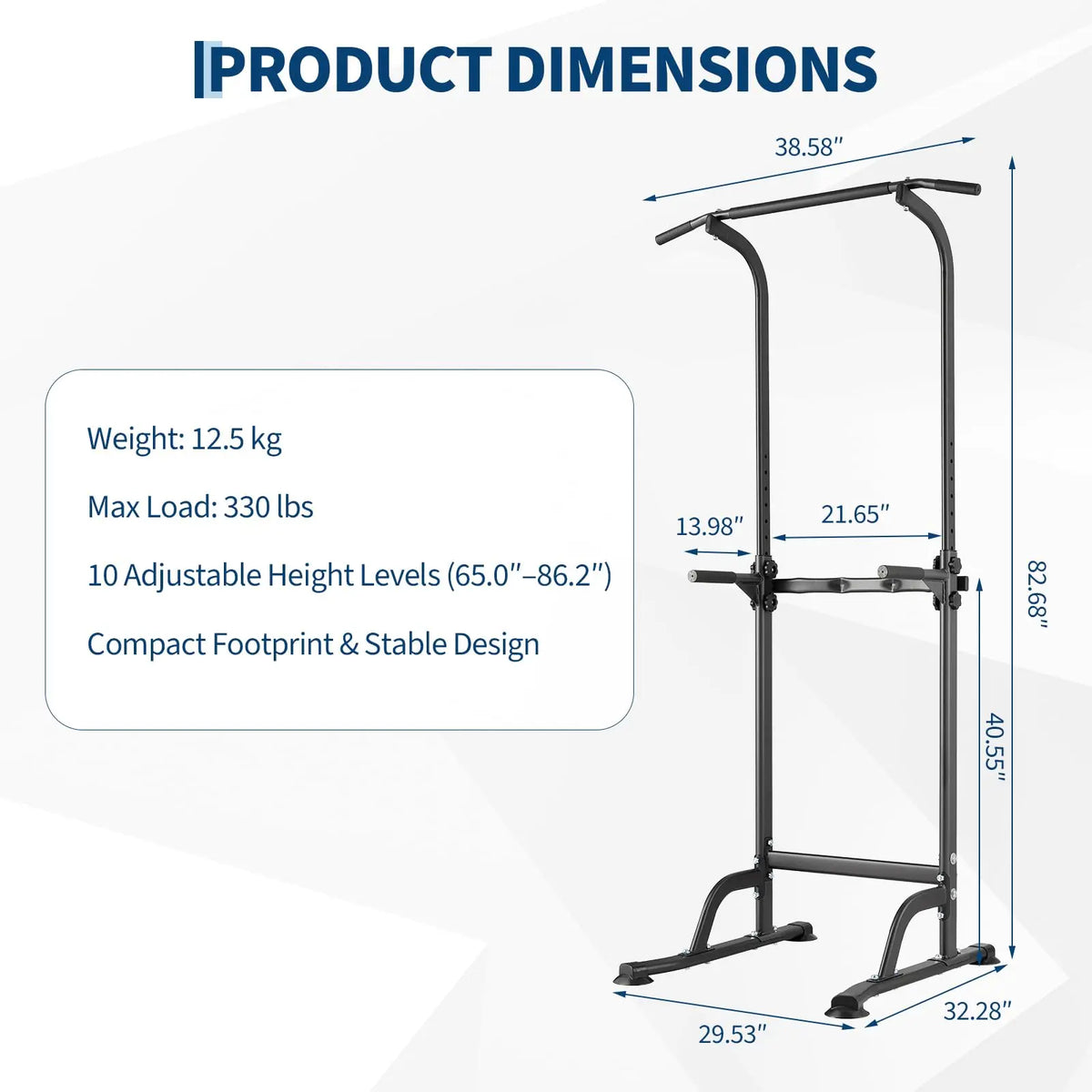 HiMiss Adjustable Power Tower Pull Up Dip Station Home Gym