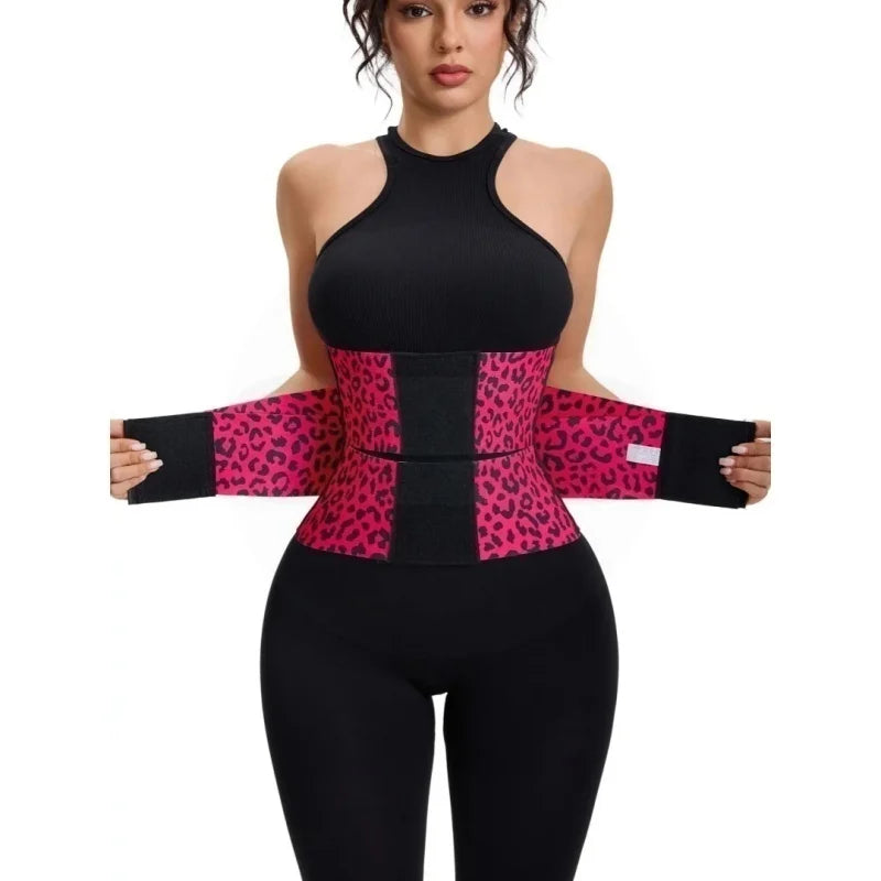 Leopard Print Women's Waist Trainer With Double Compression Tummy Control