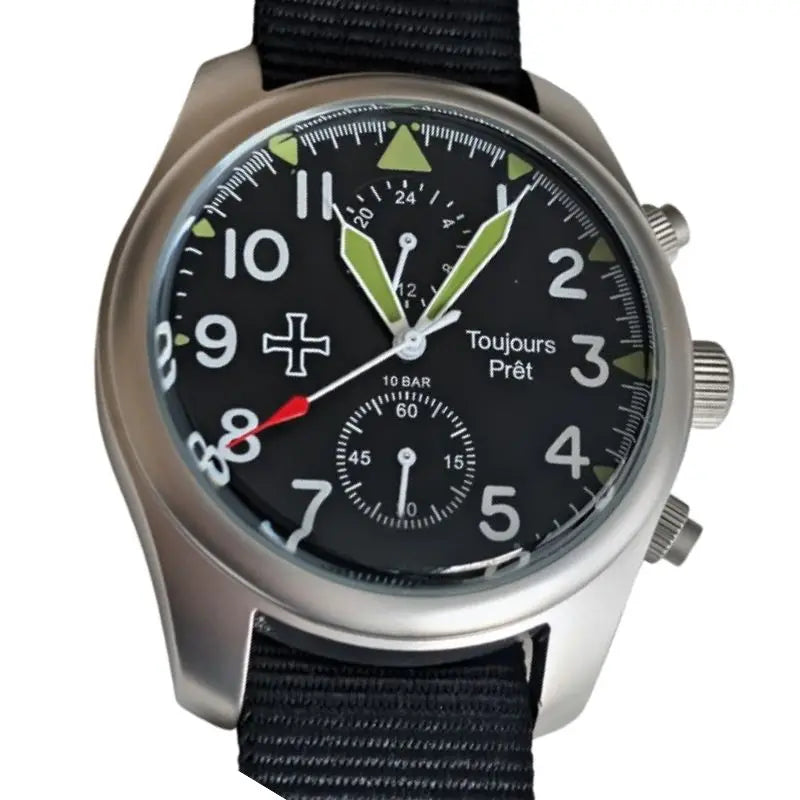 Dual Time GMT Military Field Watch With Durable Nylon Strap