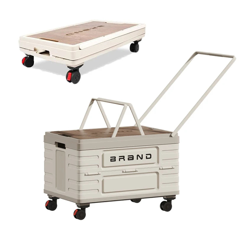 Foldable Rotating Storage Cart With Silent Locking Wheels For Camping