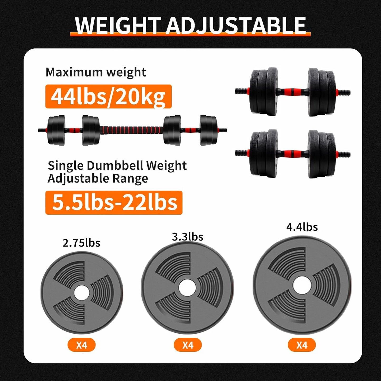 Adjustable Dumbbell Barbell Set For Home Gym Fitness Training