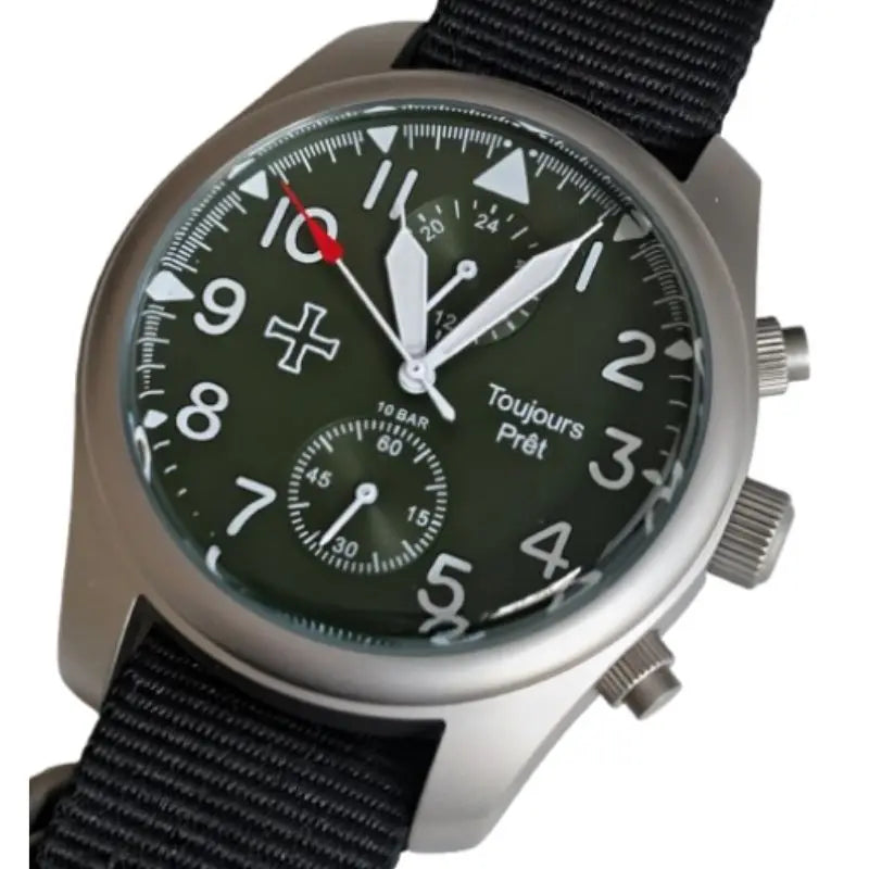 Dual Time GMT Military Field Watch With Durable Nylon Strap