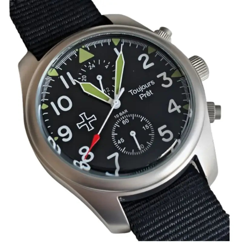 Dual Time GMT Military Field Watch With Durable Nylon Strap