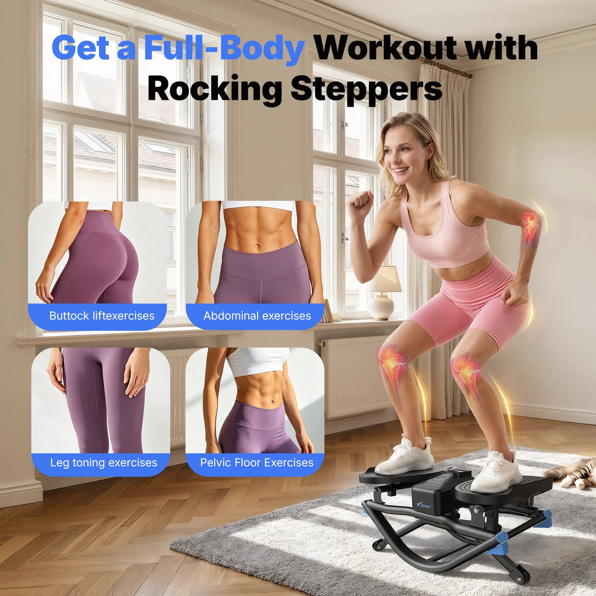 MERACH Rocking Stepper With Ab Twist Board Home Workout Machine