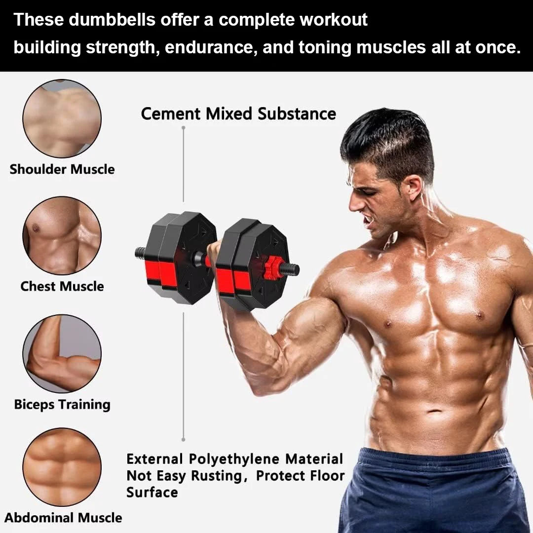 Adjustable Multipurpose Barbell Dumbbell Fitness Weight Set Non Slip Handles