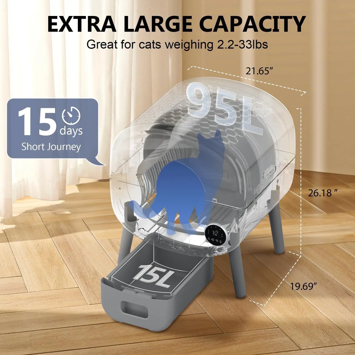 Smart Automatic Cat Litter Box With App Control And Safety