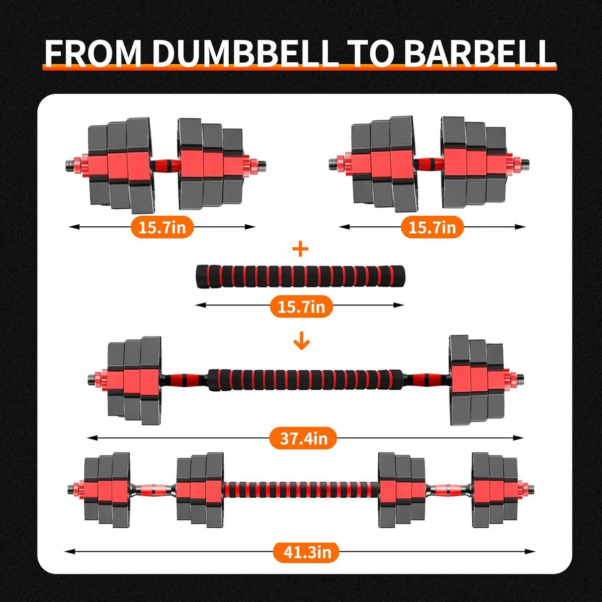 Adjustable Multipurpose Barbell Dumbbell Fitness Weight Set Non Slip Handles