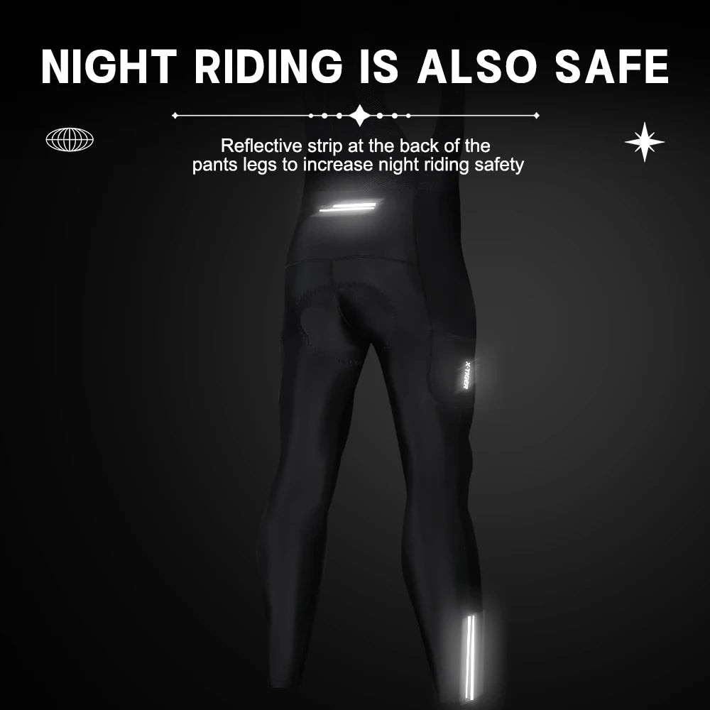 X-TIGER Men's Thermal Cycling Bib Tights With Gel Padding