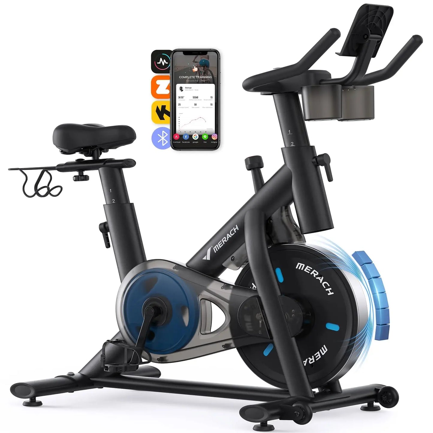 Merach Magnetic Stationary Cycling Exercise Bike With Bluetooth App Support