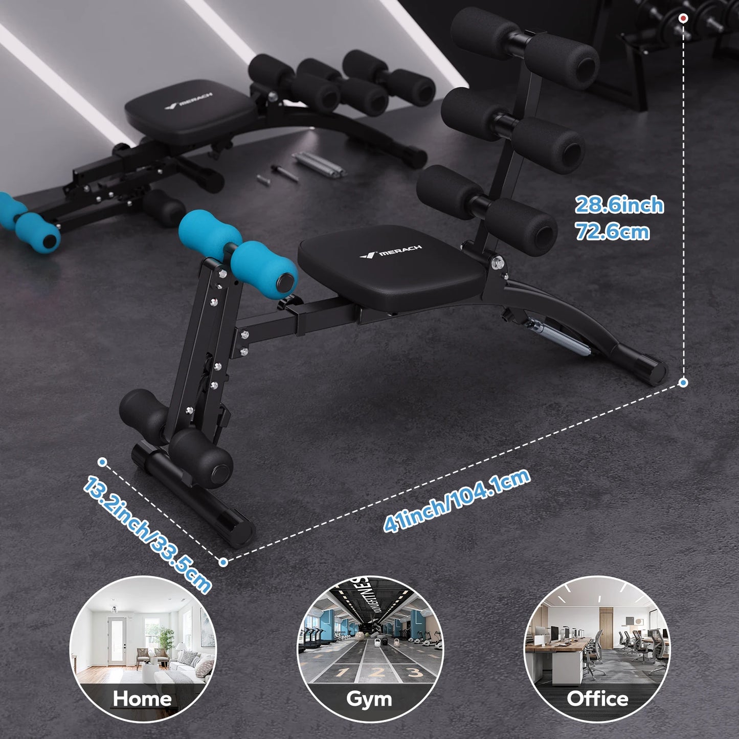 Merach Adjustable Ab Machine Workout Bench Home Gym Fitness