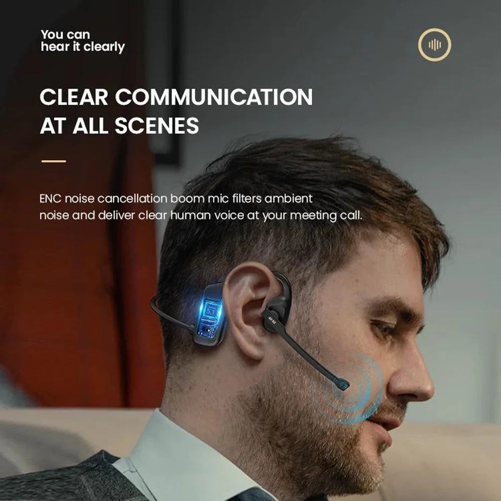 Open Ear Bluetooth Bone Conduction Headset Dual Noise Cancelling Mic