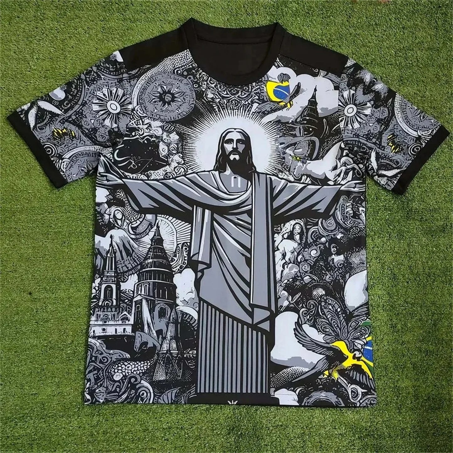 Brazil Jesus Football Training Jersey Quick Dry Polyester Top