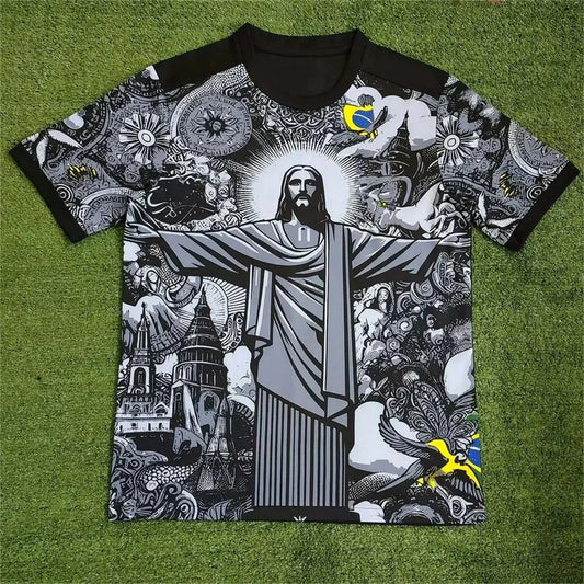 Brazil Jesus Football Training Jersey Quick Dry Polyester Top