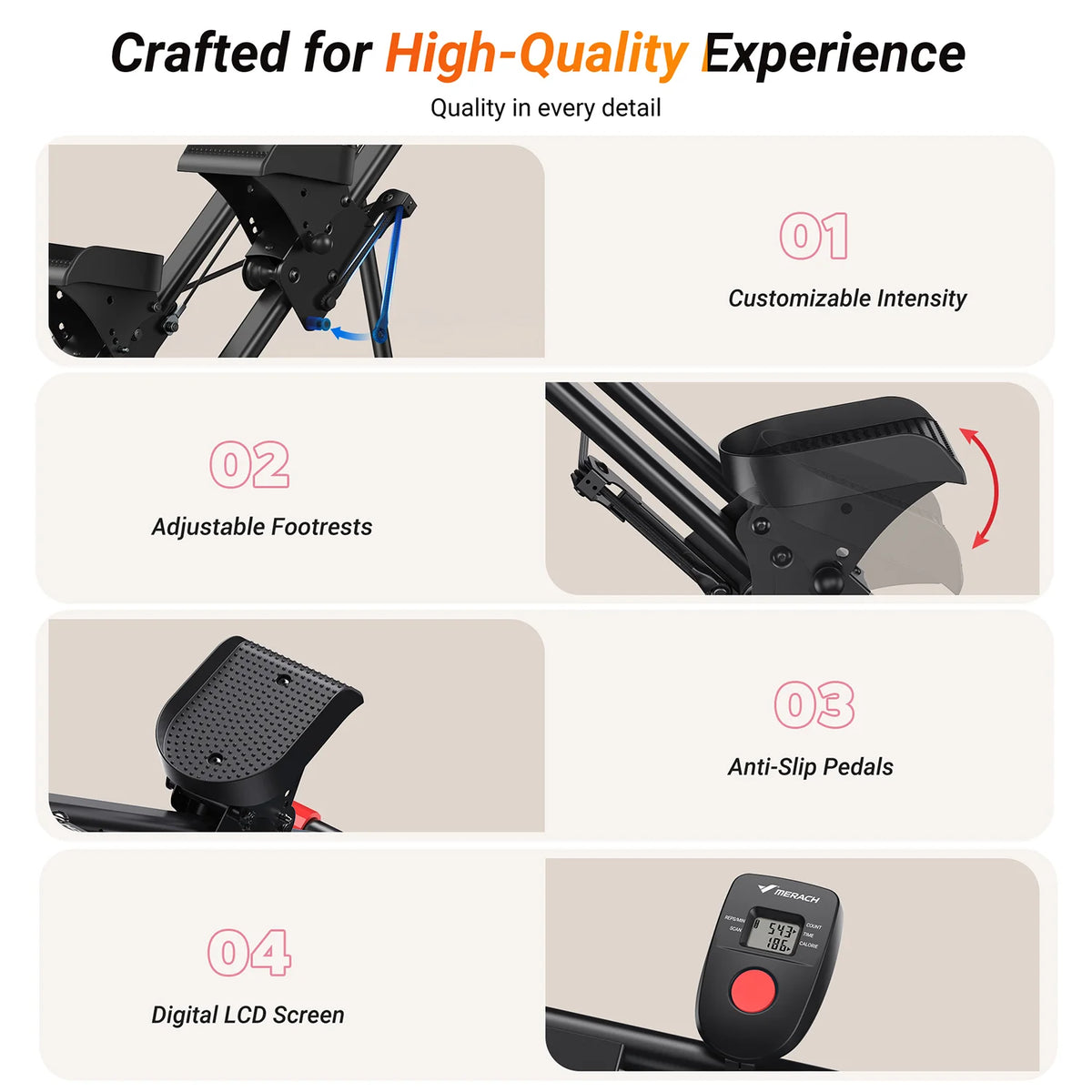 MERACH Adjustable Foldable Stair Stepper With LCD Monitor And Resistance