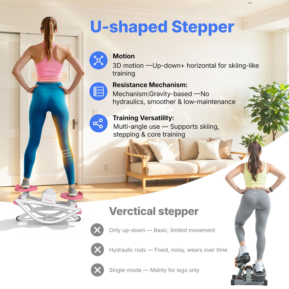MERACH Rocking Stepper With Ab Twist Board Home Workout Machine