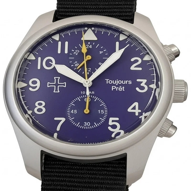Dual Time GMT Field Watch With Nylon Band Steel Case