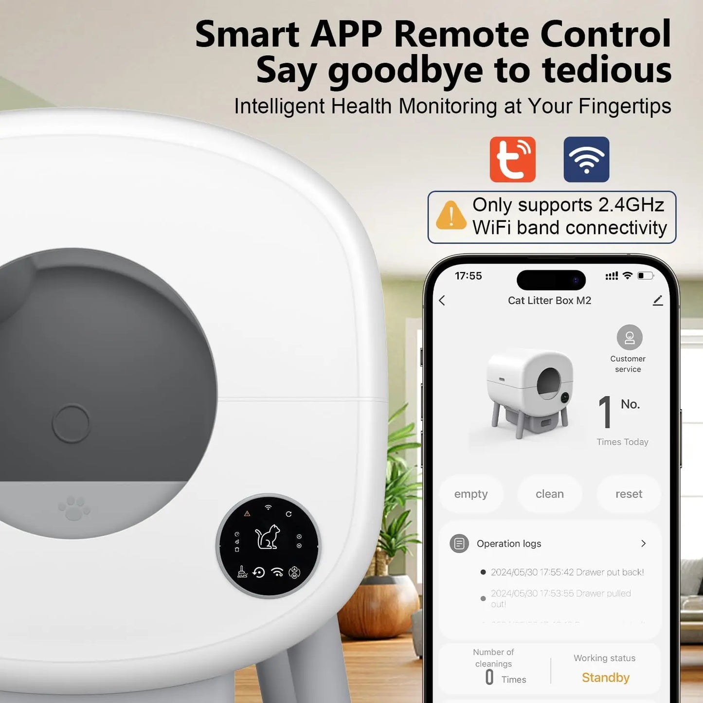 Smart Automatic Cat Litter Box With App Control And Safety