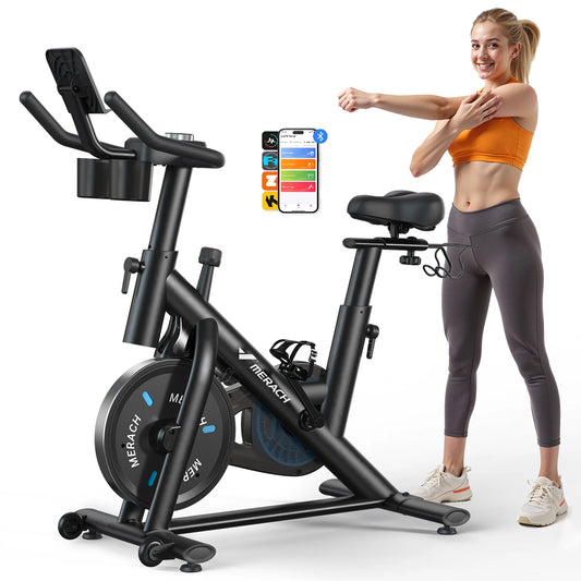 Merach Magnetic Stationary Cycling Exercise Bike With Bluetooth App Support
