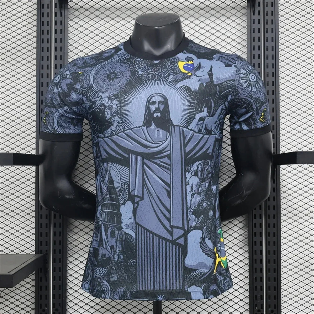Brazil Jesus Football Training Jersey Quick Dry Polyester Top