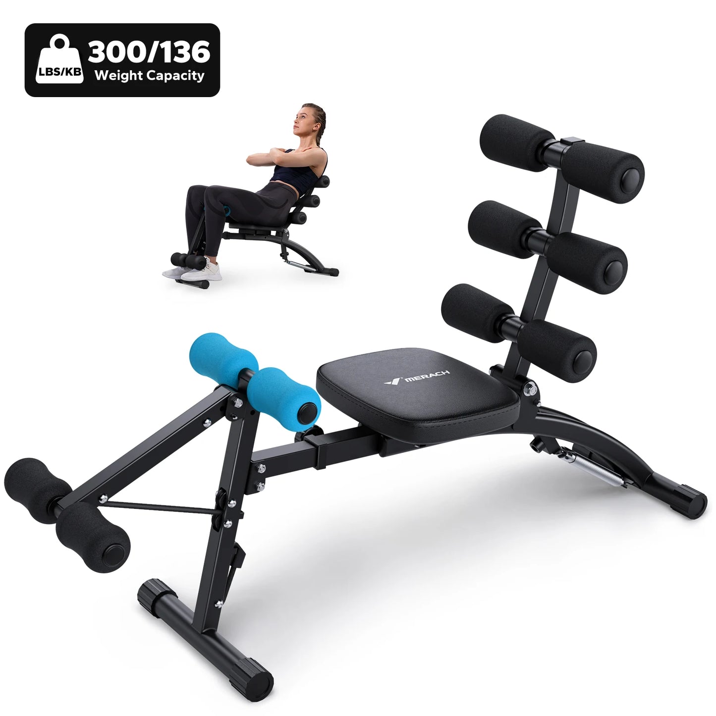Merach Adjustable Ab Machine Workout Bench Home Gym Fitness