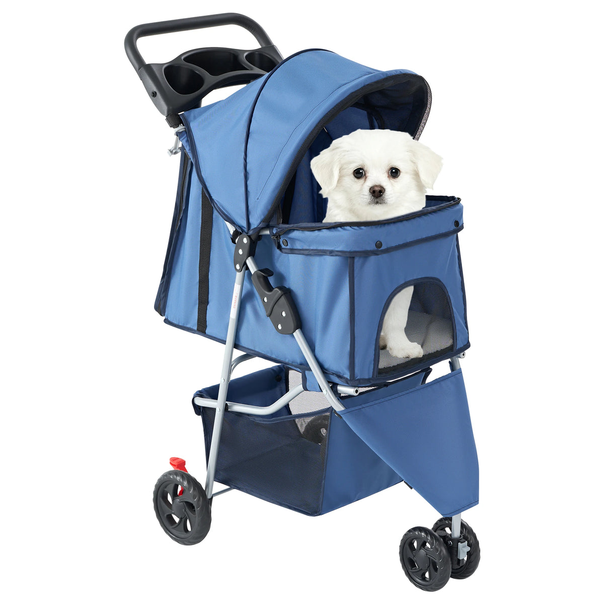 Foldable Pet Stroller For Dogs And Cats With Mesh Windows