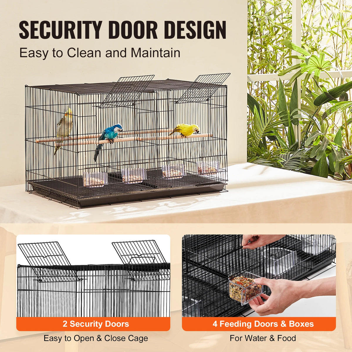SucceBuy Travel Bird Cage With Secure Dual Compartment Design