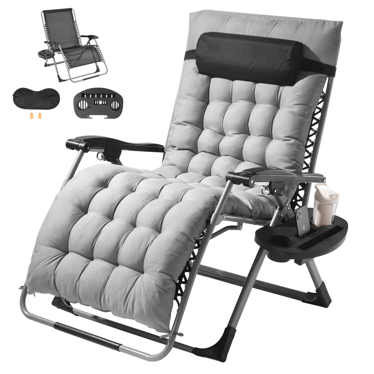 SucceBuy Zero Gravity Adjustable Recliner Lounge Chair With Cup Holder