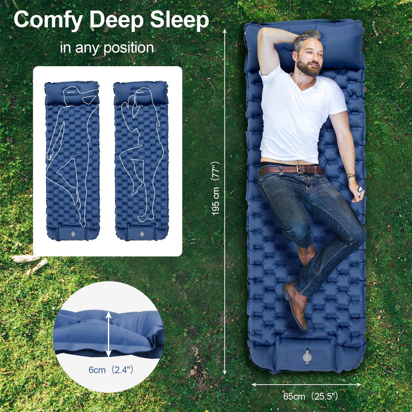 Waterproof Ultralight Air Mattress With Pillow And Pump Camping Insulated