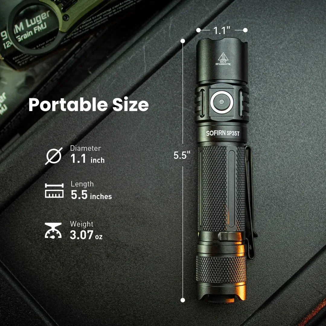 Sofirn SP35T Tactical Rechargeable LED Flashlight With Power Indicator
