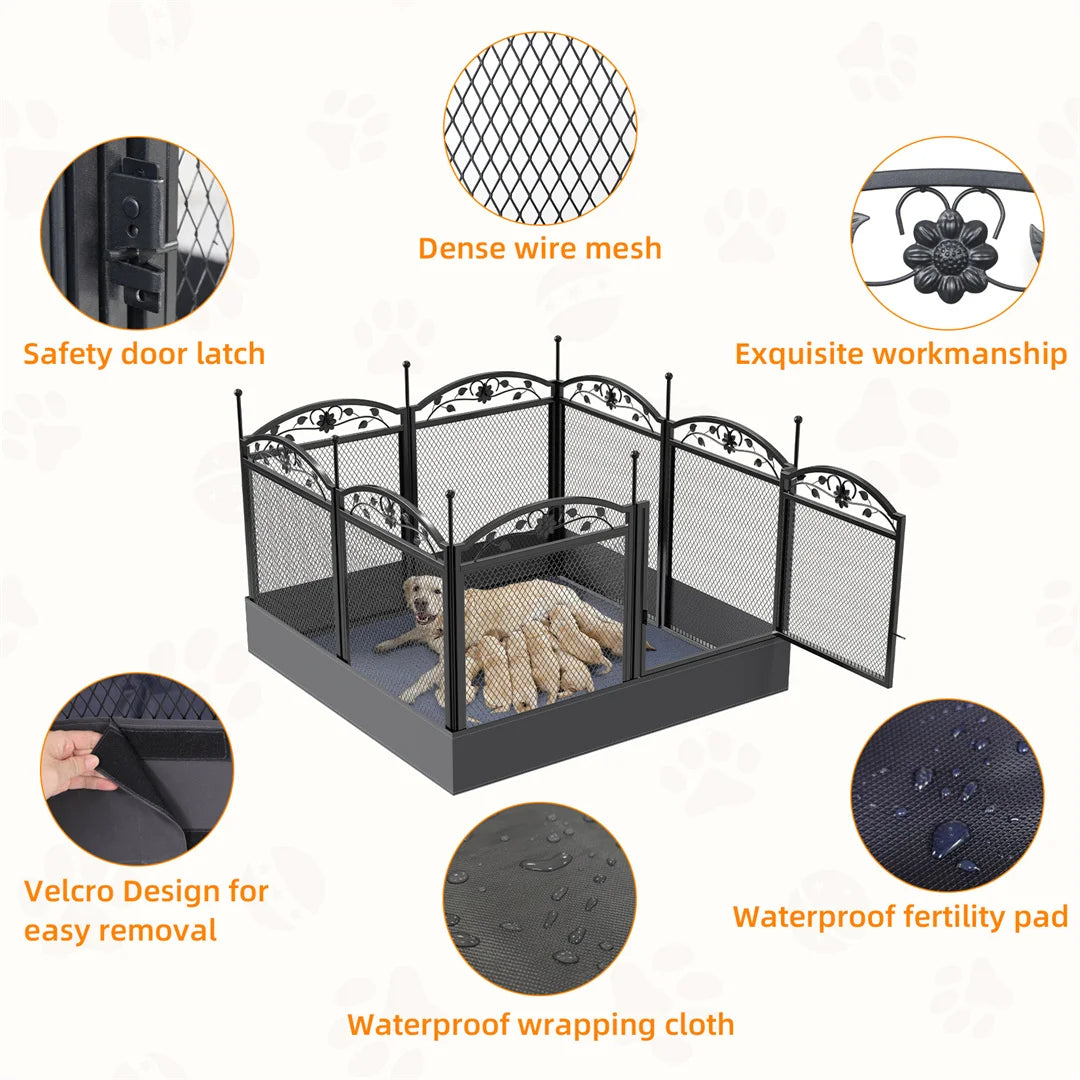 Bingopaw Heavy Duty Dog Playpen With Waterproof Whelping Pad Training