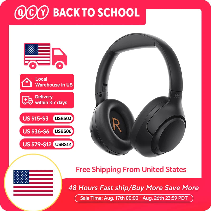 QCY H3 Over Ear Headphones With Hybrid Noise Cancellation