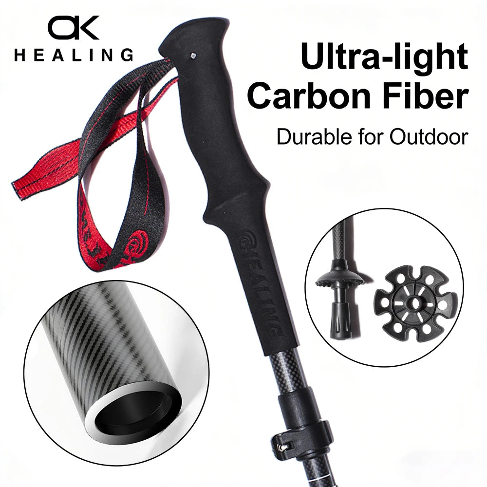 OKHEALING Ultralight Carbon Fiber Trekking Poles For Outdoor Hiking