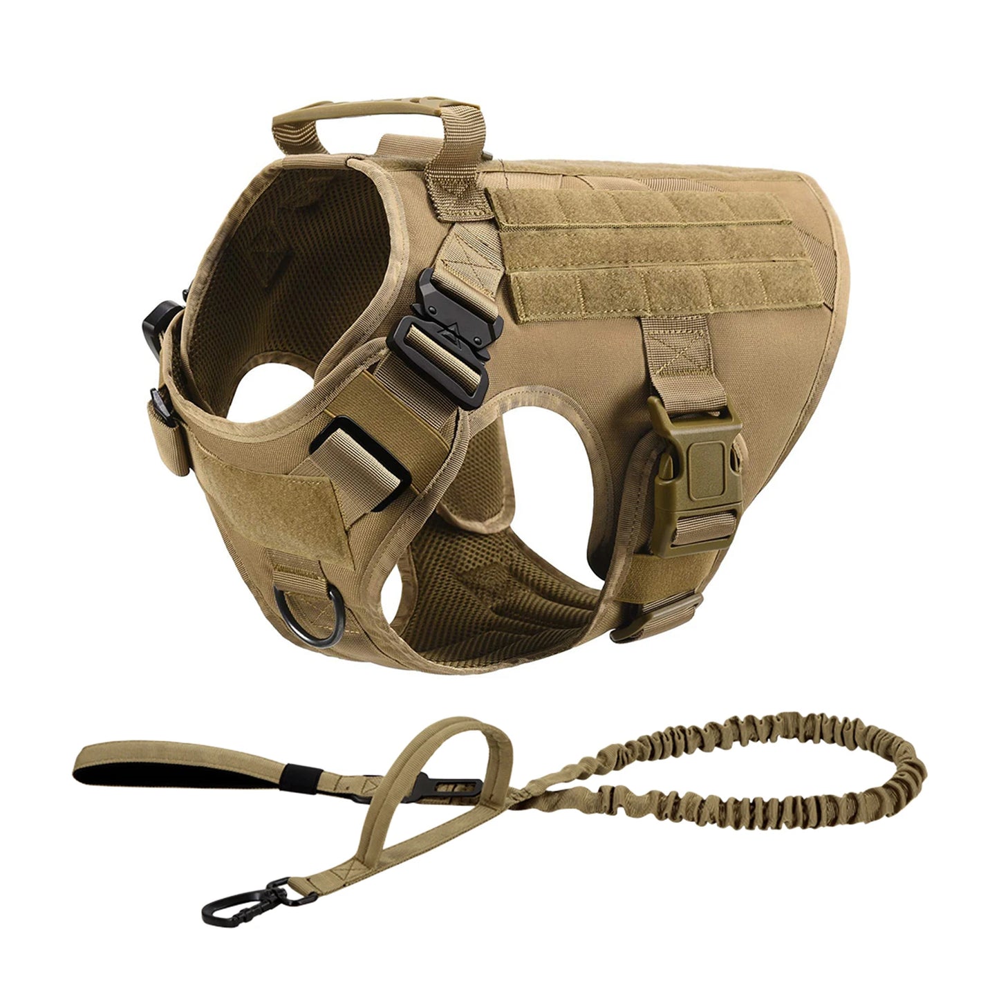 Tactical Padded Dog Harness With Molle Pouches And Quick Buckle