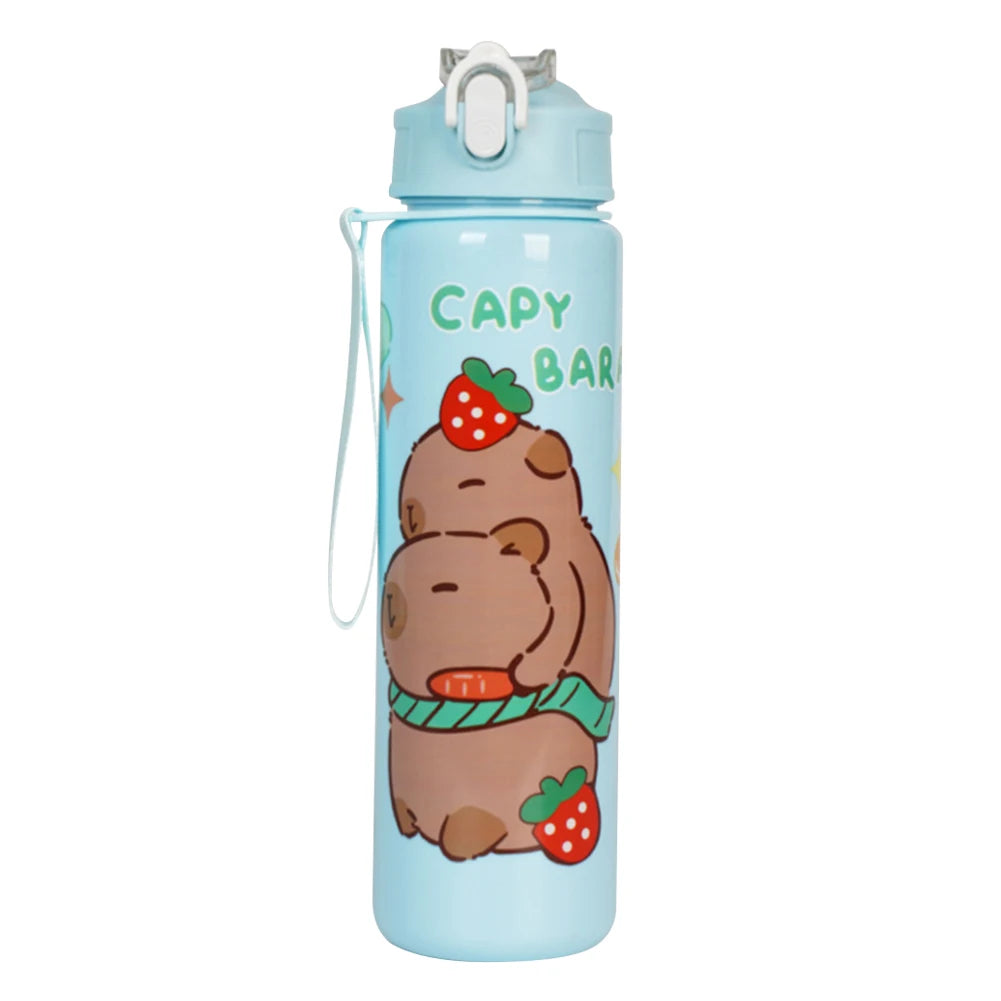 Capybara Travel Water Bottle With Straw And Secure Handle