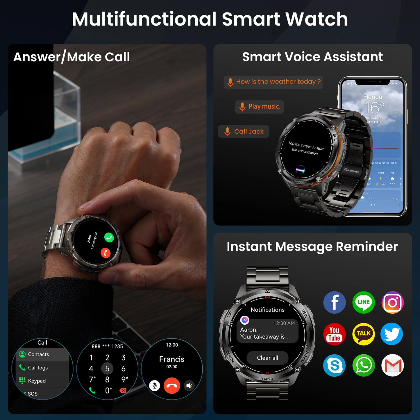 KOSPET Tank T3 Ultra 2 GPS Smartwatch With Amoled Display