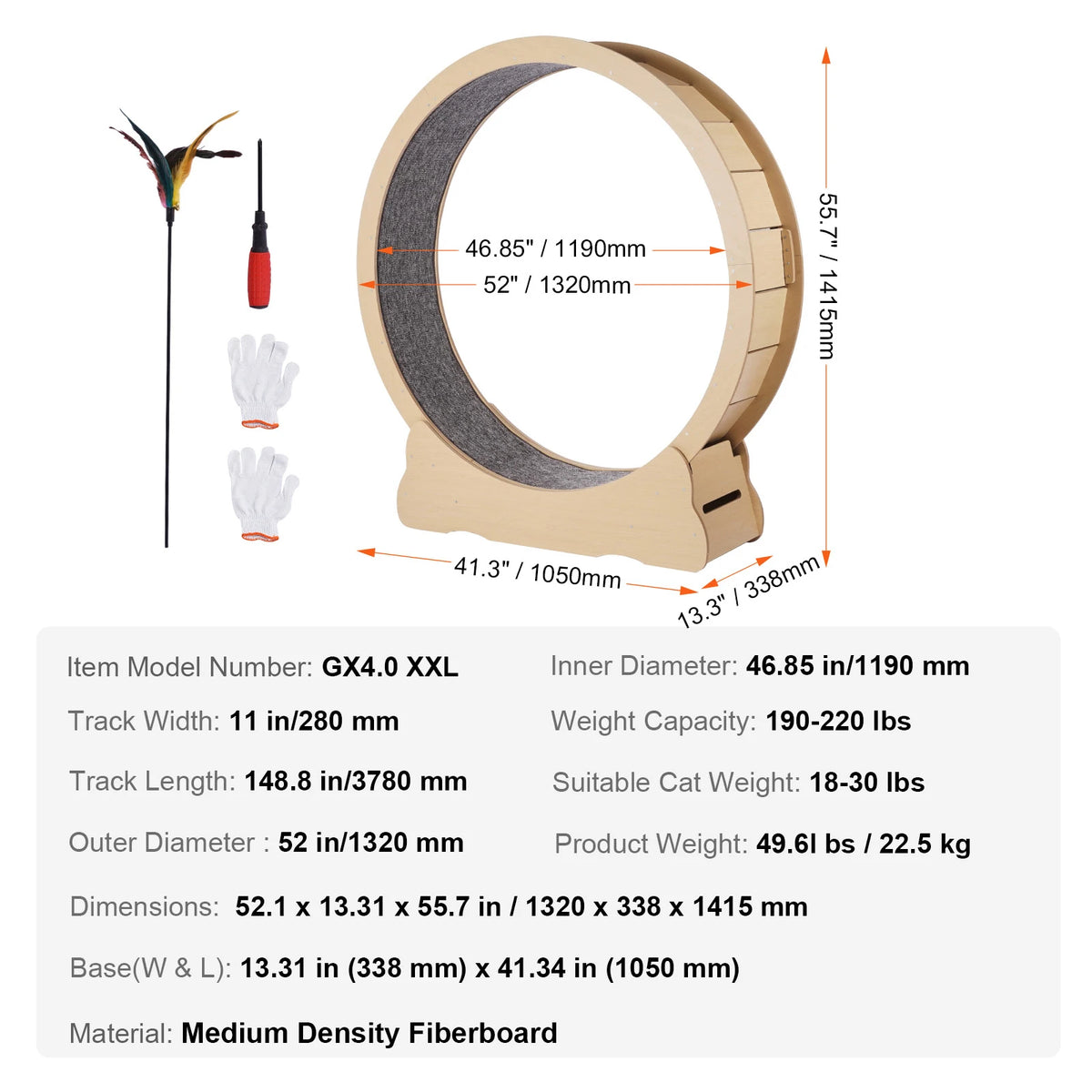 SucceBuy Wooden Cat Exercise Wheel For Indoor Cat Running Fitness