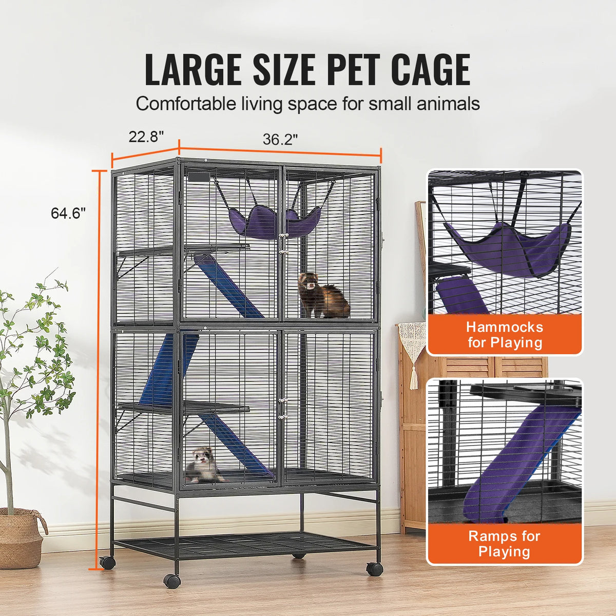 SucceBuy Four Tier Rolling Metal Small Animal Habitat