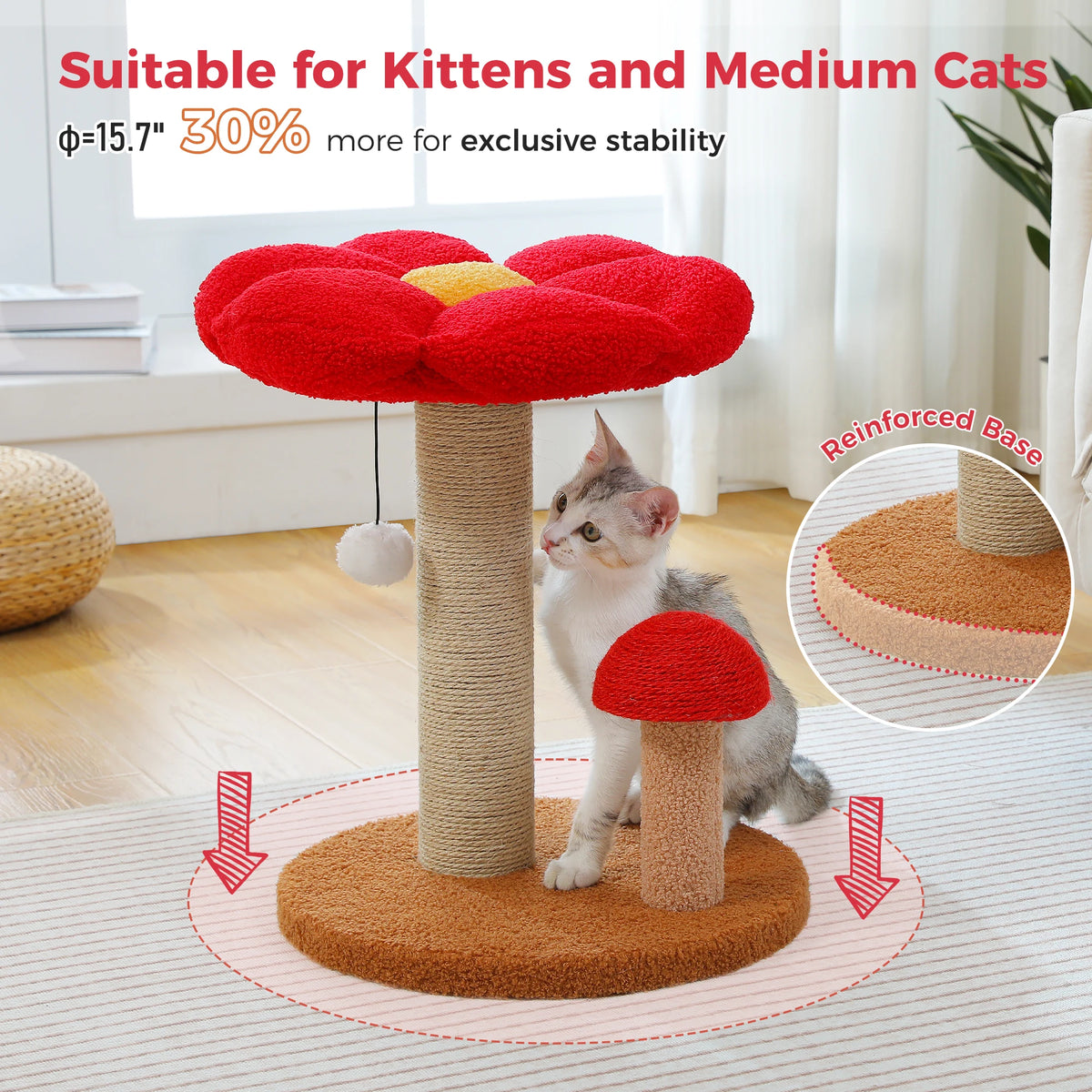 Pawz Road Mushroom Double Tier Cat Scratching Post Bed Toy