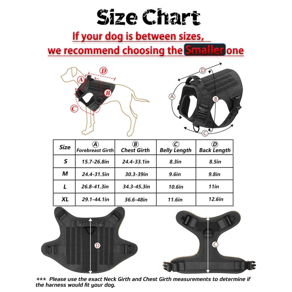 Tactical Padded Dog Harness With Molle Pouches And Quick Buckle
