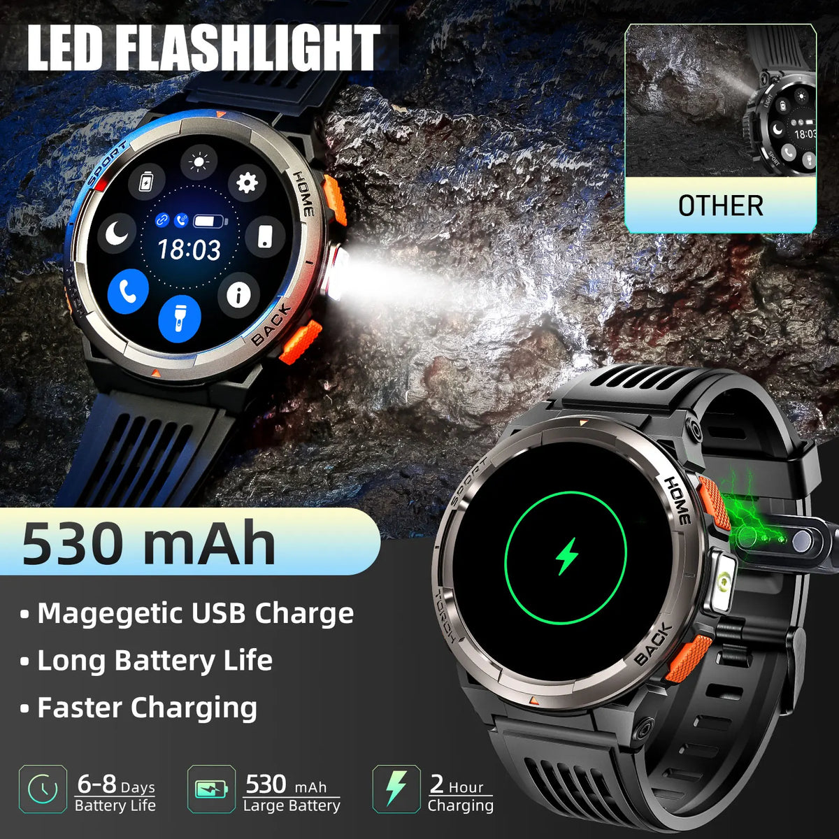 EIGIIS KE5 Sports Smart Watch With Compass Barometer And Flashlight