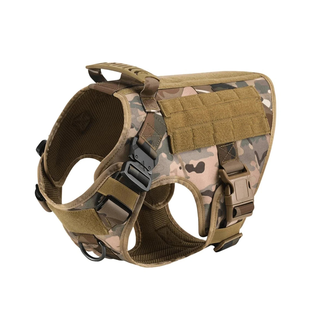 Tactical Padded Dog Harness With Molle Pouches And Quick Buckle