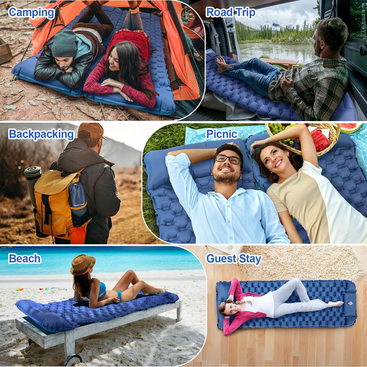 Waterproof Ultralight Air Mattress With Pillow And Pump Camping Insulated