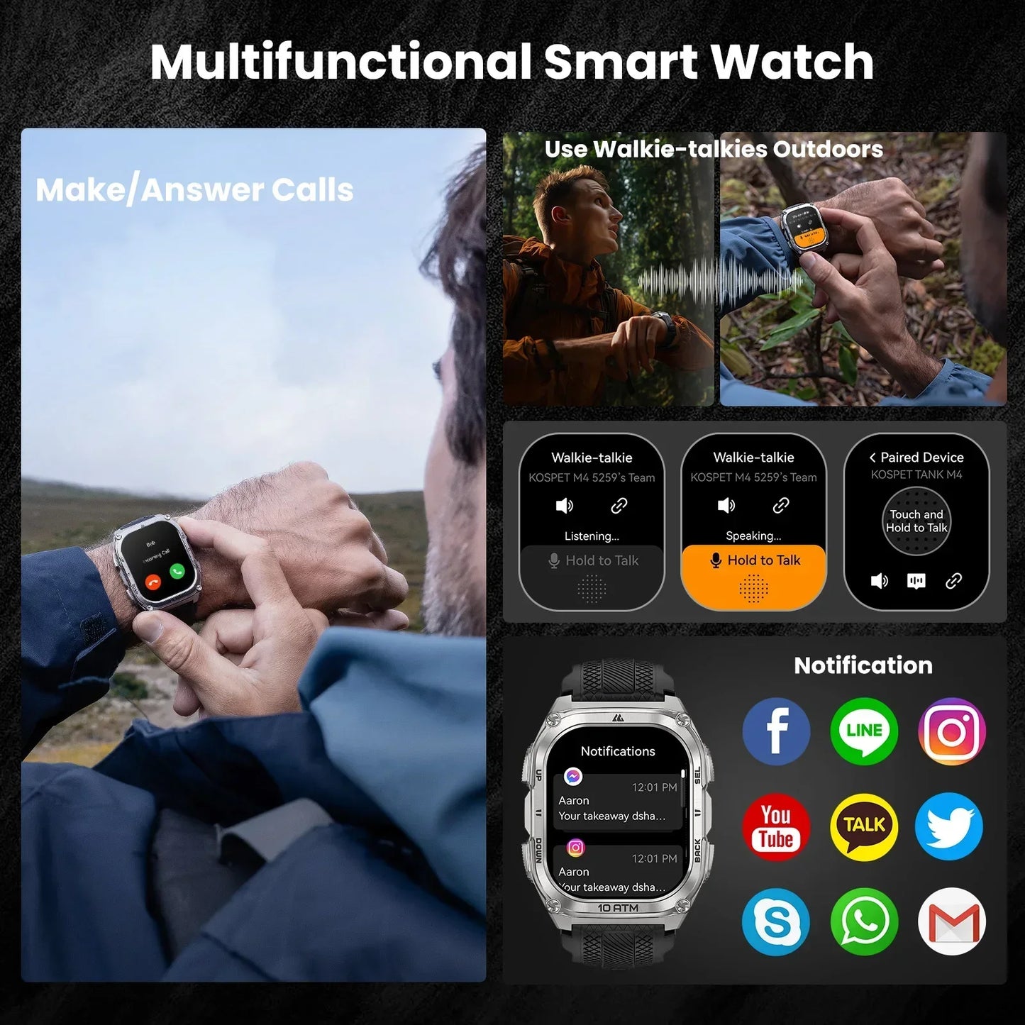 Kospet Tank M4 Smart Watch Gps Navigation Health Monitor