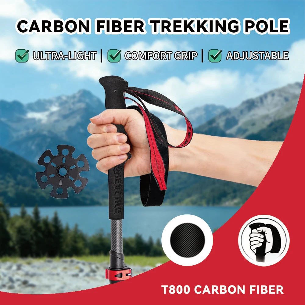 OKHEALING Ultralight Carbon Fiber Trekking Poles For Outdoor Hiking
