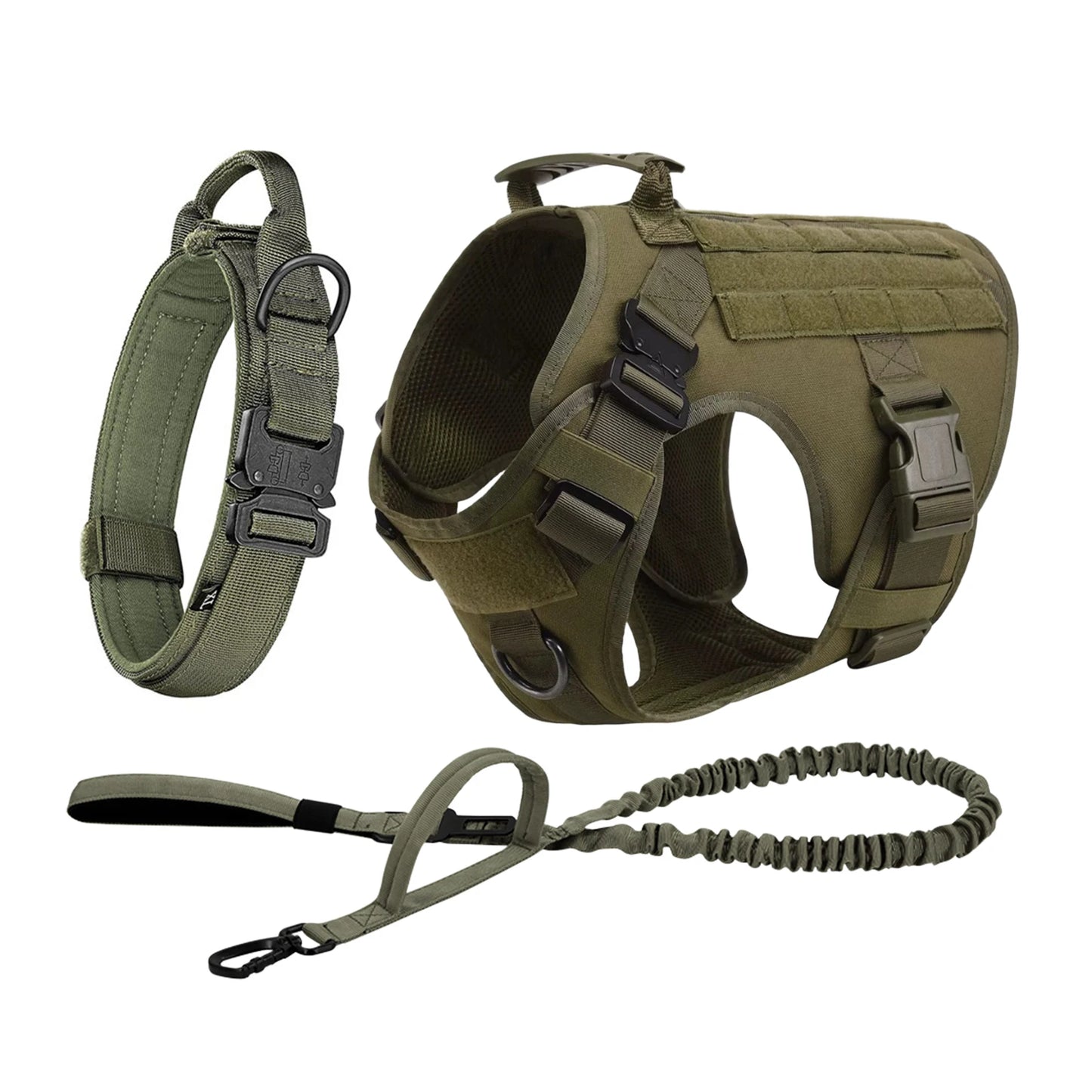 Tactical Padded Dog Harness With Molle Pouches And Quick Buckle